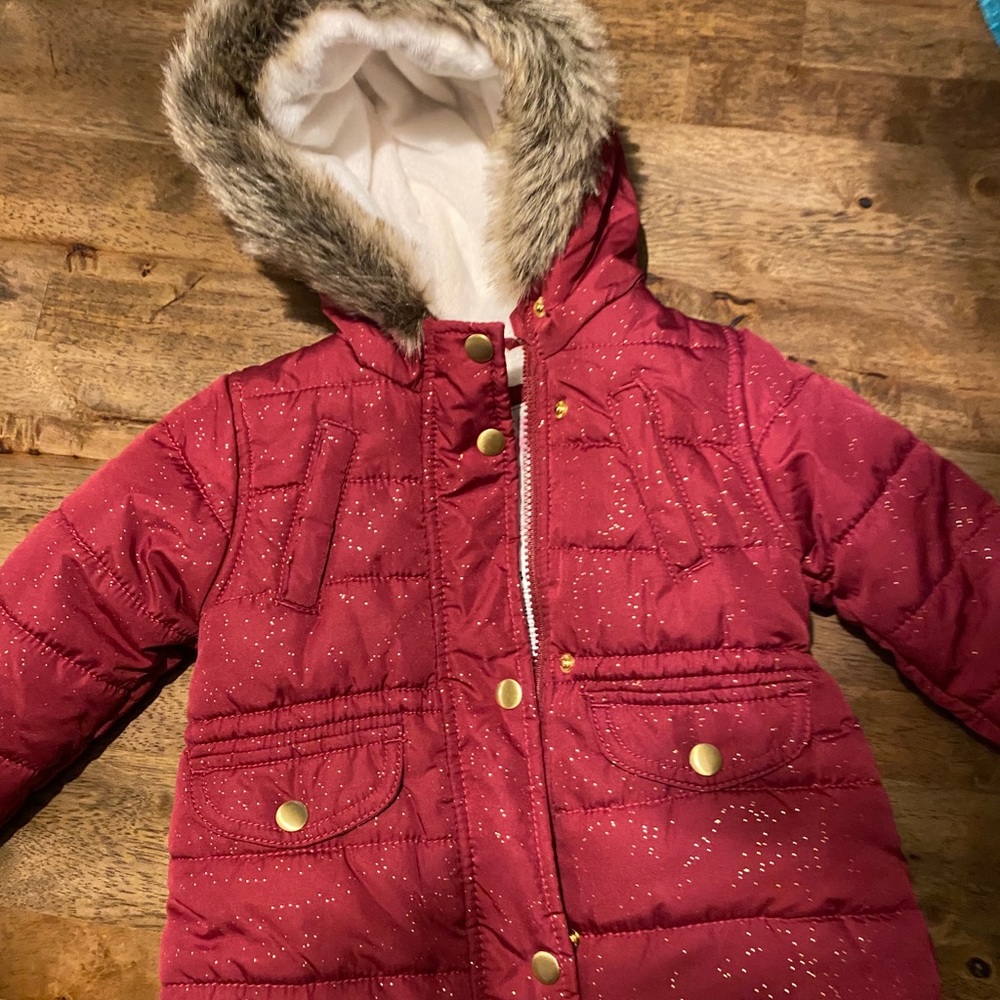 Fur trimmed puffer coat